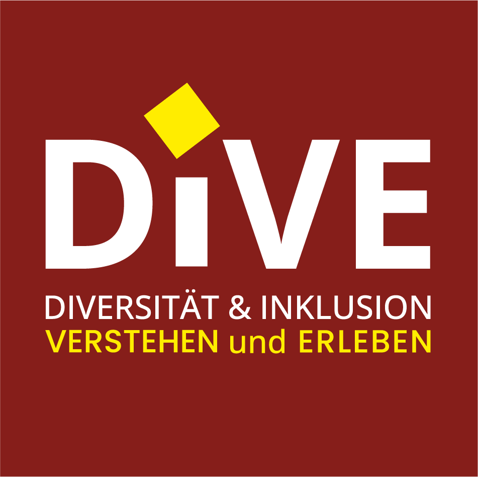 Logo des Projektes DIVE. DIVE steht für Diversität & Inklusion verstehen und erleben.